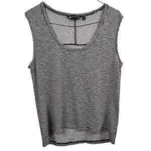 Athleta Womens Breezy Muscle Tank Top Size Small Black White Stripe Activewear